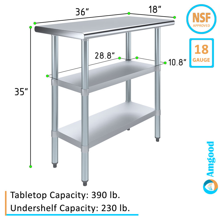 Amgood Stainless Steel Work Table with 2 Shelves & Reviews | Wayfair